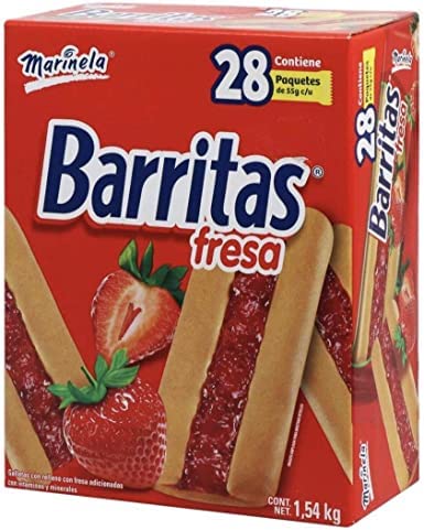 PAQUETE DE BARRITAS DE FRESA 28 PAQUETITOS DE 55g - Nativo