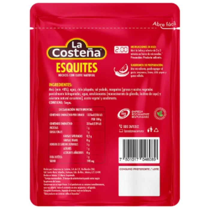 Esquites La Costeña Pouch 400gr 100% natural traditional Mexican flavor. - Nativo