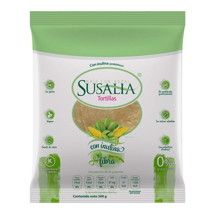 Susalia Baked Cactus and Corn TORTILLA - Case with 12 Bags of 17.63 oz - Nativo
