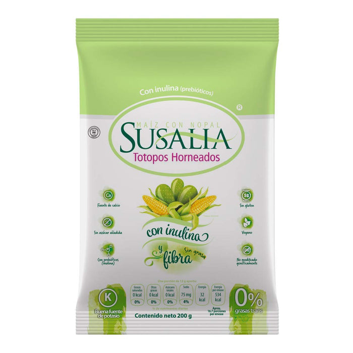 Susalia Baked Cactus and Corn TOTOPOS - Case with 8 Bags of 7.05 oz - Nativo