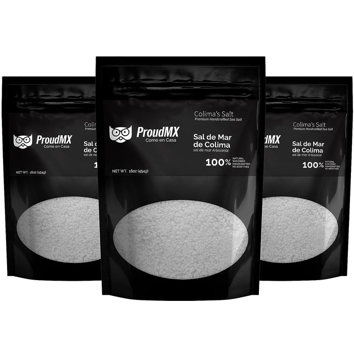 ProudMX Gourmet Sea Salt - Sal de Mar de Colima, Natural, Handcrafted Mexico, Premium, gluten free, great for cooking - 1 pound - Nativo