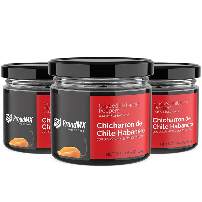ProudMX Chicharrones de Chile Crisp - Crunchy Fresh Chile Condiment, fried with Olive Oil, Vegan keto gluten free, amazing flavor (Habanero) - Nativo