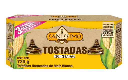 3 Pack SANISSIMO 100% Corn Tostadas (240g each) of big tostadas gluten free CRUNCH - Nativo