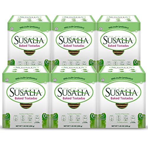 SUSALIA Tostadas Horneadas | Pack of 6, 7 ounce each | Gluten Free Corn & Cactus Toast| Healthy Tostada Snacks | Artisan Snack - Nativo