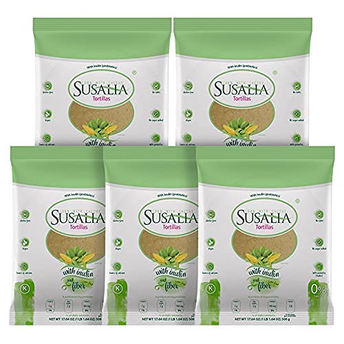 SUSALIA Tortilla de Nopal | Gluten Free Corn & Cactus Tortillas | Pack of 5, 5 Ounce Box | Healthy Artisan Snacks - Nativo