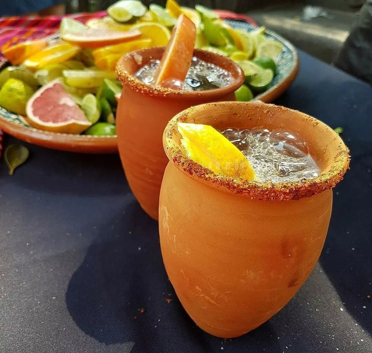 Authentic Mexican Cantaritos Clay Cocktail Cups Set 6 or 12 Traditional Pottery Glasses 13.5oz - Nativo
