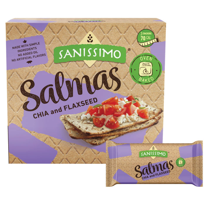 Sanissimo Salmas 7 ct Box, Chia & Flaxseed Flavored Crackers - Nativo