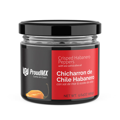 ProudMX Chicharrones de Chile Crisp - Crunchy Fresh Chile Condiment, fried with Olive Oil, Vegan keto gluten free, amazing flavor (Habanero) - Nativo