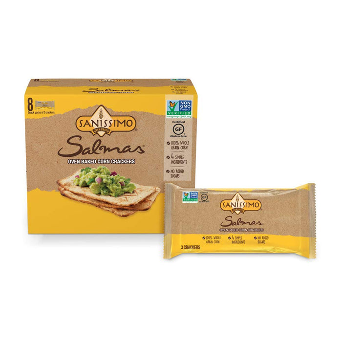 Sanissimo Salmas Oven Baked Corn Crackers, 100% Whole Grain, Gluten Free, 8pack - Nativo