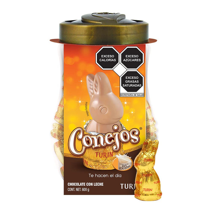 Turin Conejos Milk Chocolate Bunny Shape Giftcase 30 count With Ears, Perfect for Egg Hunting, Share with Family and Friends - Nativo